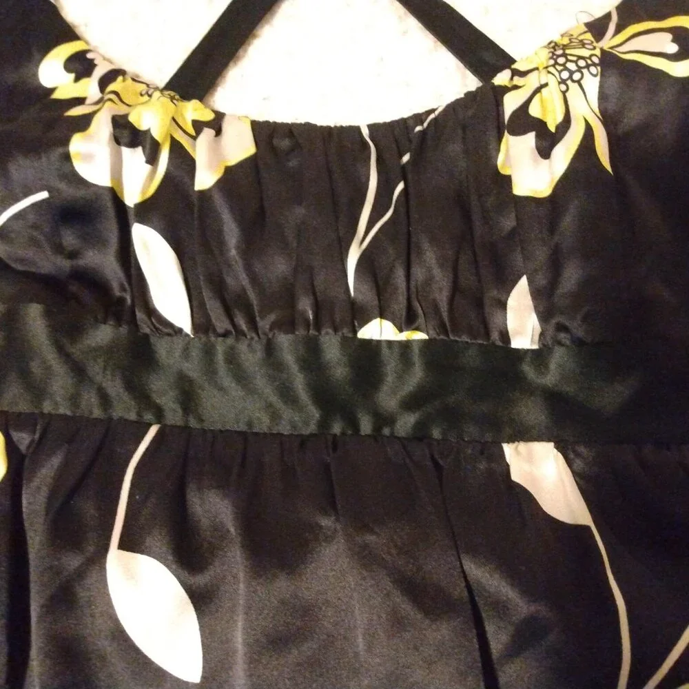 INC Bold Black Floral Silk Cocktail Dress 14 Garden Party Wedding Guest Y2K - Picture 3 of 11